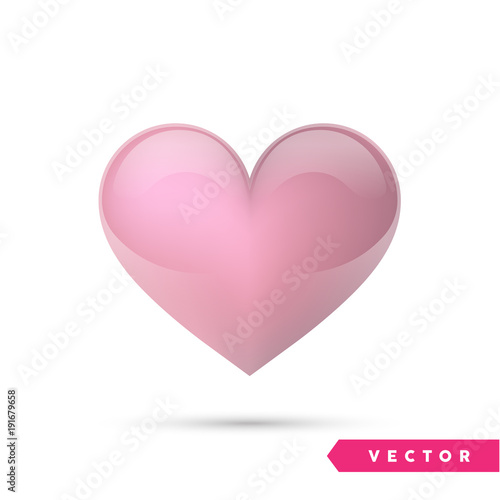 Obraz na płótnie Realistic vector heart. Isolated on white. Valentines day greeting card background. 3D icon. Romantic vector illustration. Easy to edit design template for your artworks. w salonie