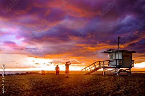 Sunset on Venice Beach,  California