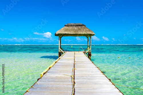 Tropical landscape with wooden pier