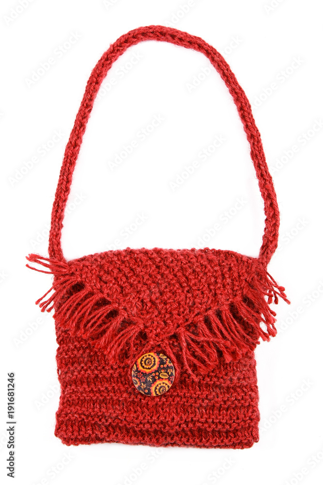 Red Women's handbag, Ladies bag, Red female clutch, Red clutch.Women's bag isolated white background.Bag isolated white background.Clutch isolated white background.