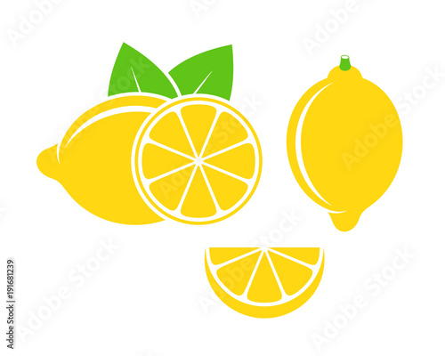Lemon logo. Isolated lemon on white background