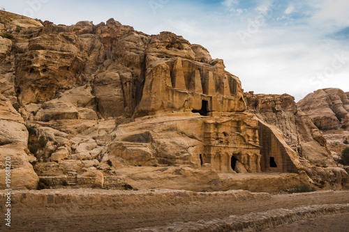 Ancient city Petra and the facades of old buildings in it © keleny