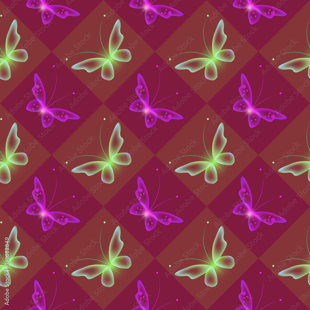 Seamless background with colorful butterflies. Regular pattern. Seamless background with colorful butterflies. Regular pattern.