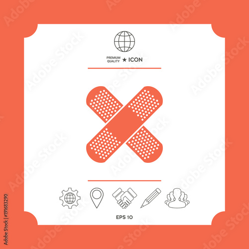 Cross adhesive bandage, medical  plaster icon