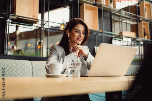 Businesswoman working online.
