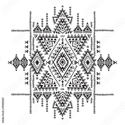 Geometric aztec pattern. Tribal tattoo style can be used for textile, yoga mats, phone cases, rug