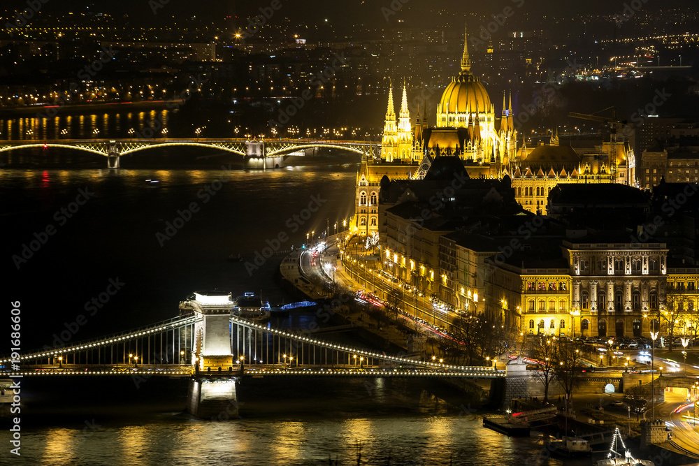City landscape at night. Budapest. Hungary.