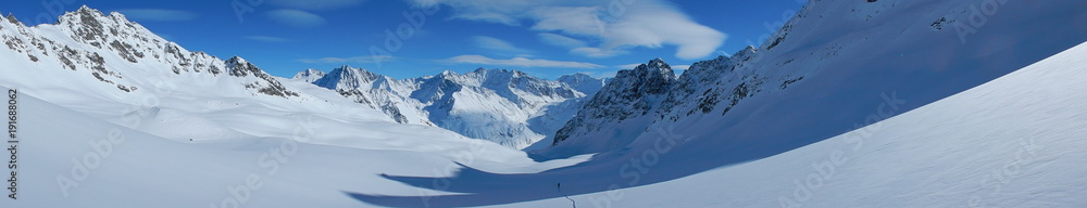 skitouring in beautiful snowy alps