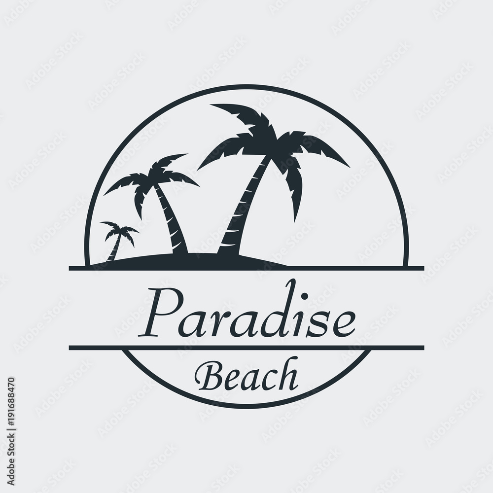 Icono plano Paradise beach en fondo gris