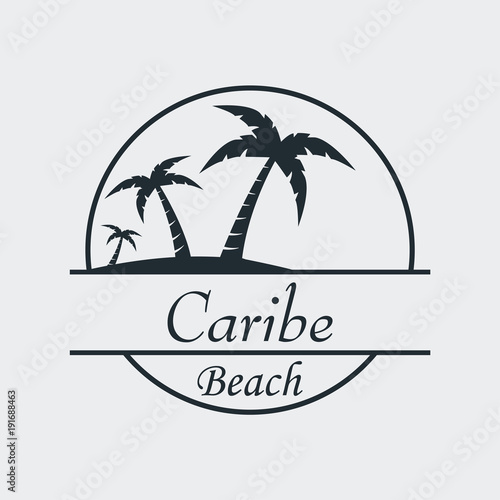 Icono plano Caribe beach en fondo gris