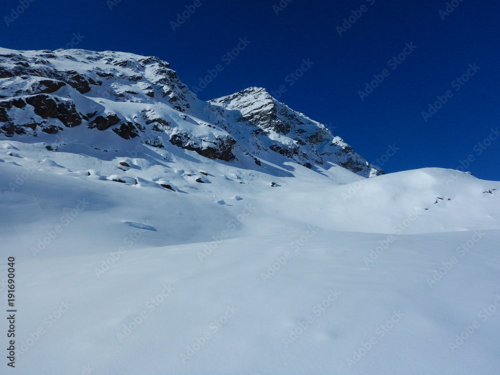 skitouring in beautiful snowy alps