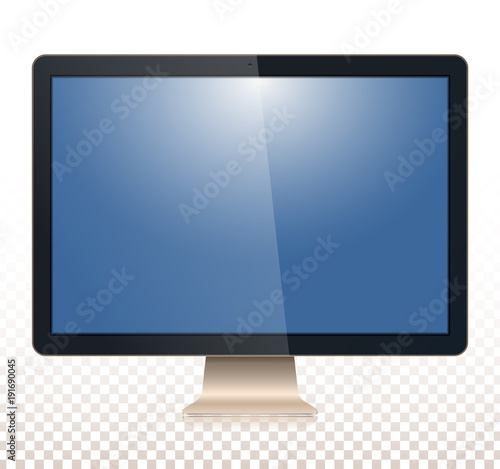 Computer monitor, with a blank screen, view front, isolated on white - transparancy background. To represent your application