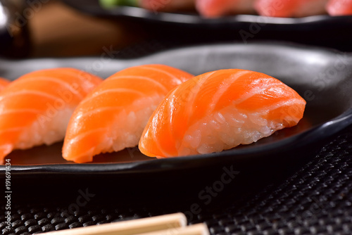 Salmon and Tuna nigiri sushi