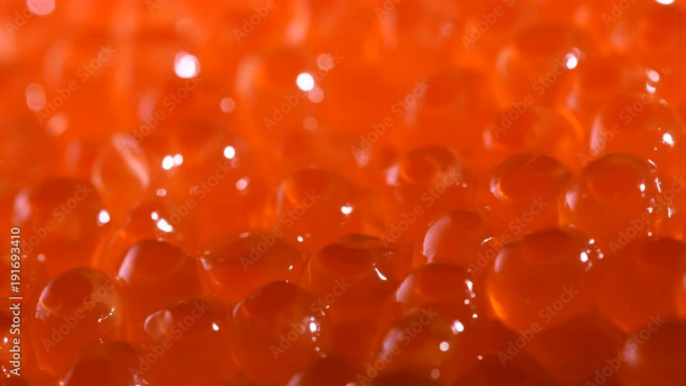 Salmon caviar rotated background. Closeup trout caviar. Seafood. 4K UHD video footage. 3840X2160 Salmon caviar rotated background. Closeup trout caviar. Seafood. 4K UHD video footage. 3840X2160