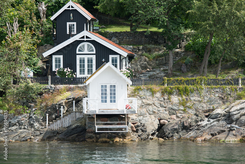 Canvas Print Strand- und Badehäser am Oslofjord