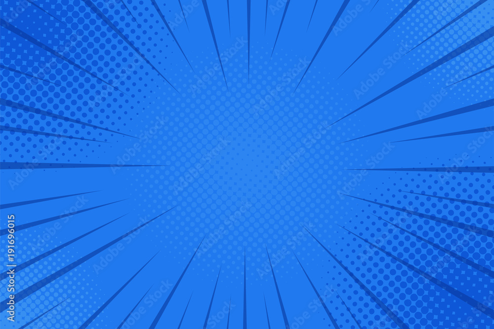 Fototapeta premium Comics rays background with halftones. Vector summer backdrop illustrations