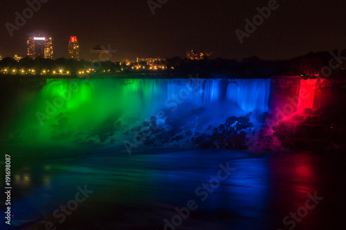 Niagara Falls at night in Ontario (Canada)