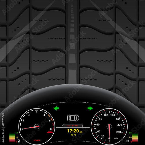 Tire track and car front panel