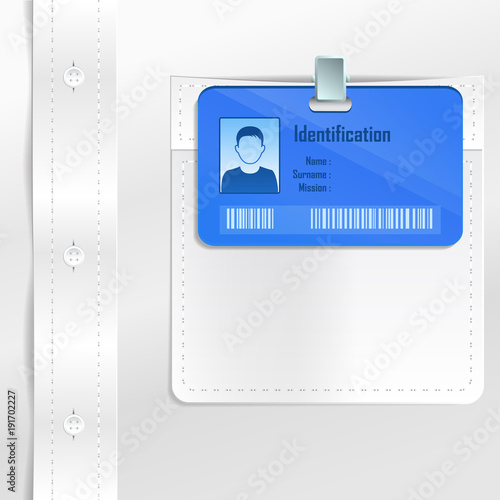 Identity card on shirt pocket