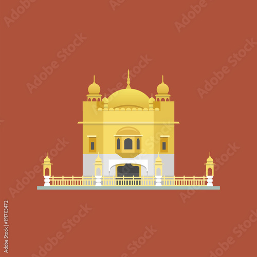 Golden Temple (Harmandir Sahib) in Amritsar, Punjab, India. Vector illustration