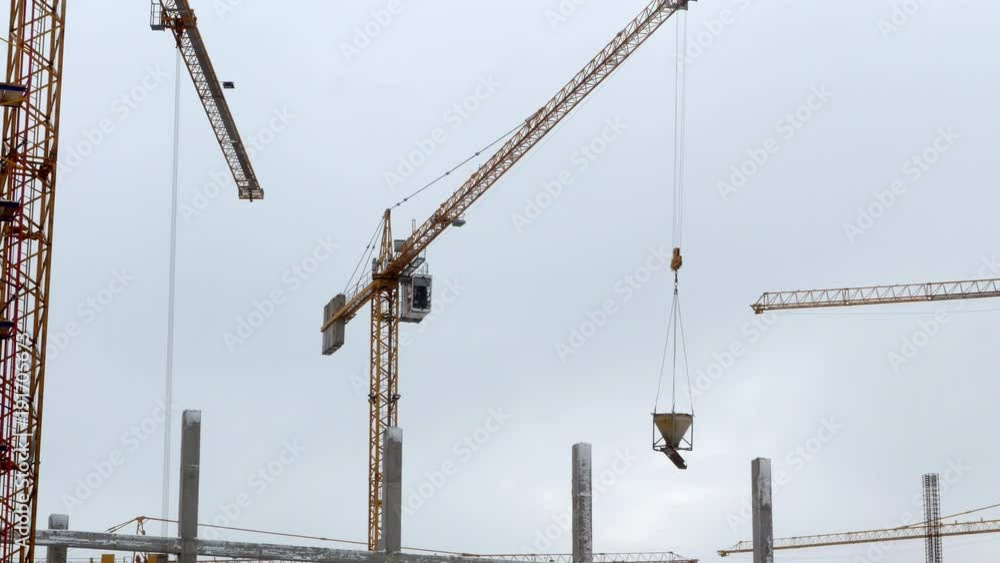 Construction crane working tower building 4k Construction crane working tower building 4k