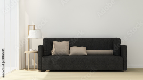 Living room on sunshine day for artwork room for home or hotel - Interior simple design - 3D Rendering
