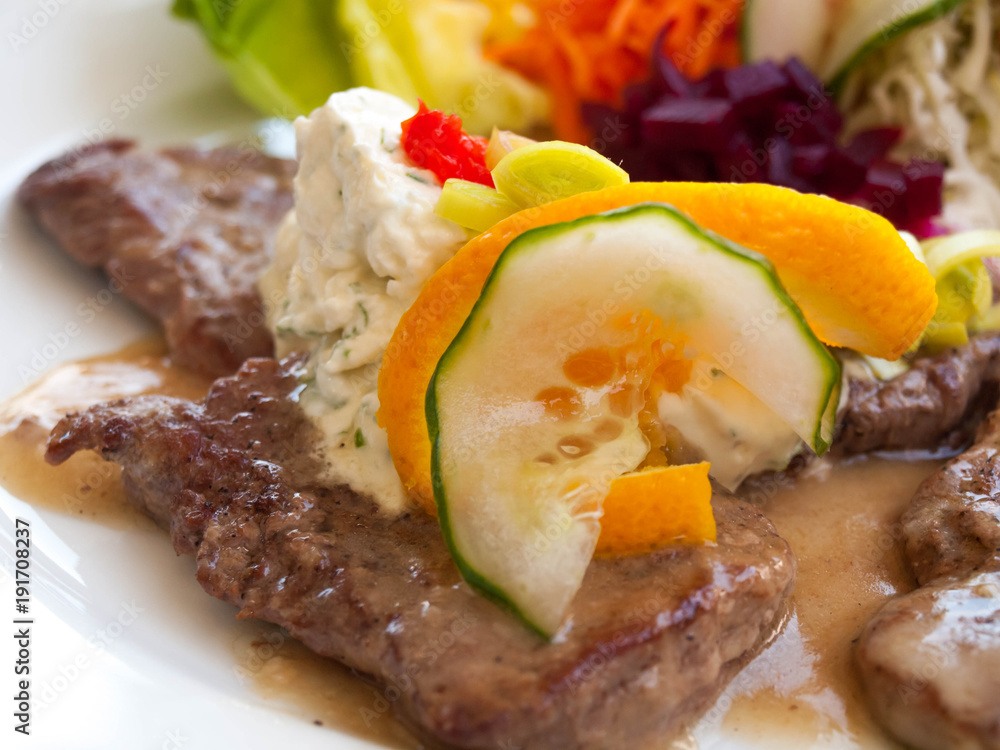 Grilled beef with blue cheese sauce Grilled beef with blue cheese sauce