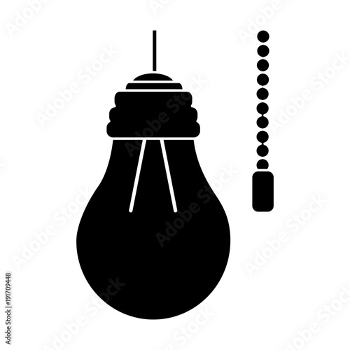 hanging lamp with light bulb with chain electricity vector illustration pictogram design photo