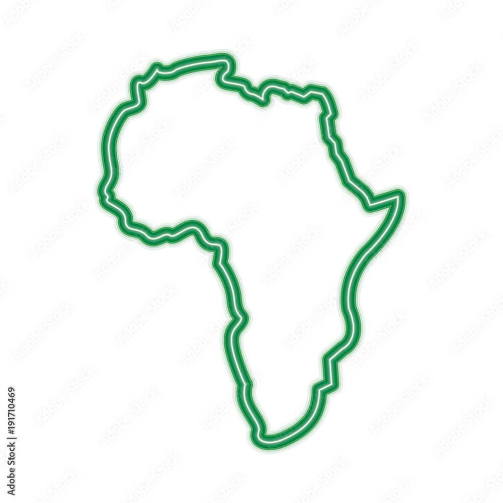 map of africa continent silhouette on a white background vector illustration  green line design