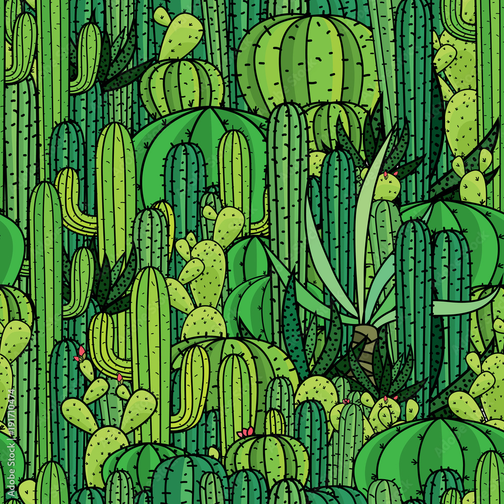 Vector of cactus plants pattern background. Vector of cactus plants pattern background.