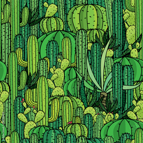 Vector of cactus plants pattern background.