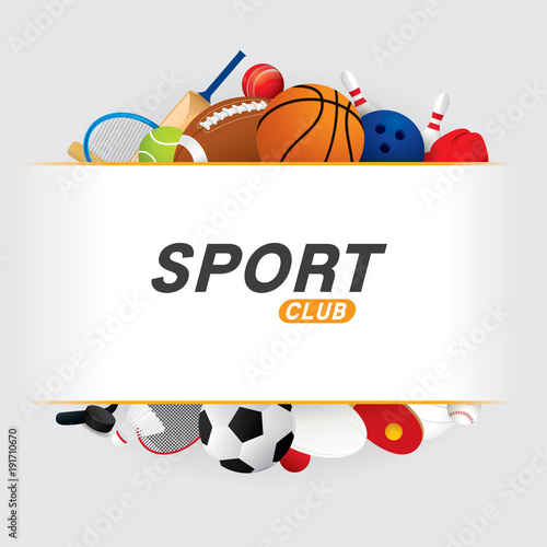 Vector sport ball and equipment  background.