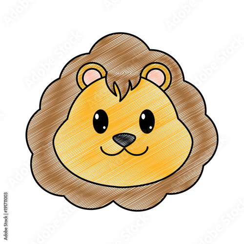 grated lion head cute animal character