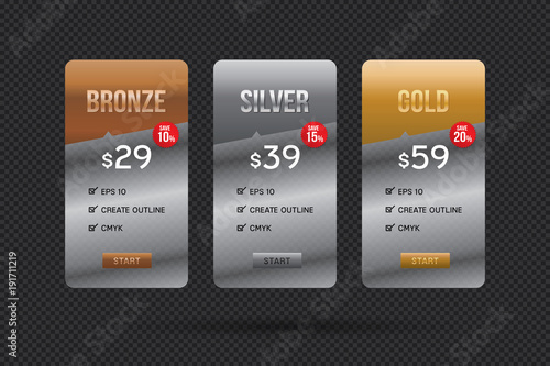 Vector of pricing table design template for website and application.