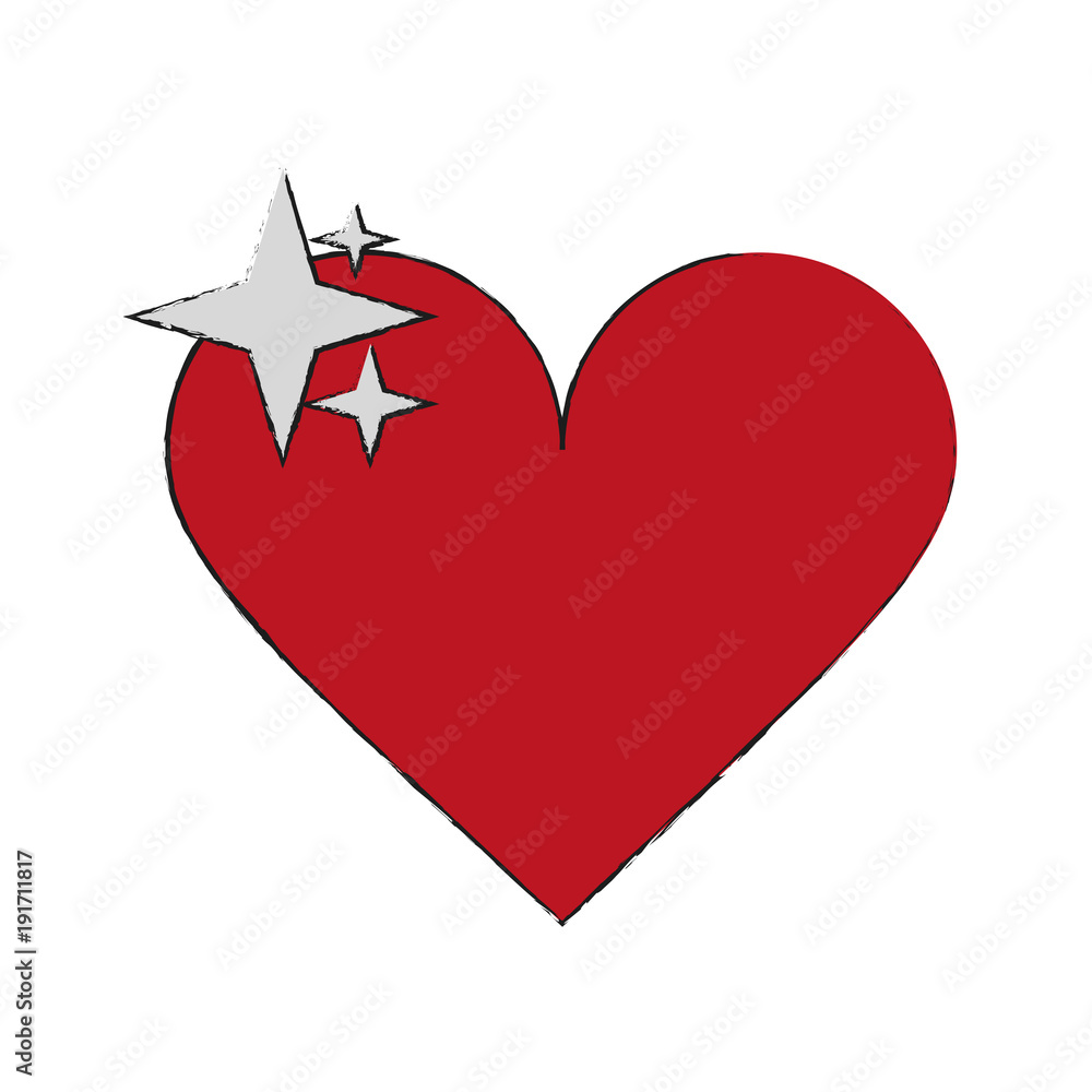 Heart with star pixelated videogame icon vector illustration graphic design