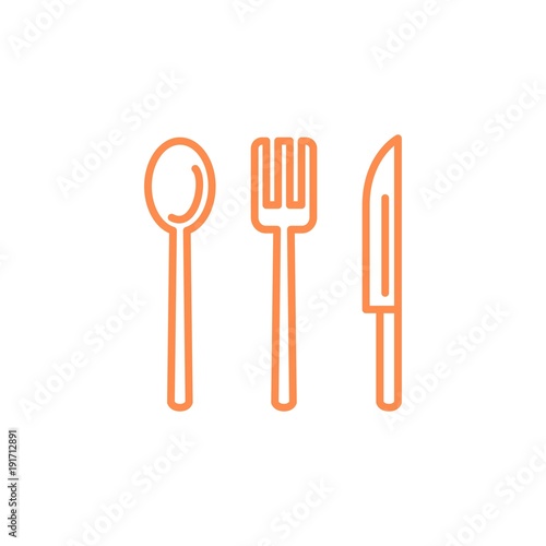 spoon fork knife restaurant icon. Kitchen appliances for cooking Illustration. Simple thin line style symbol.