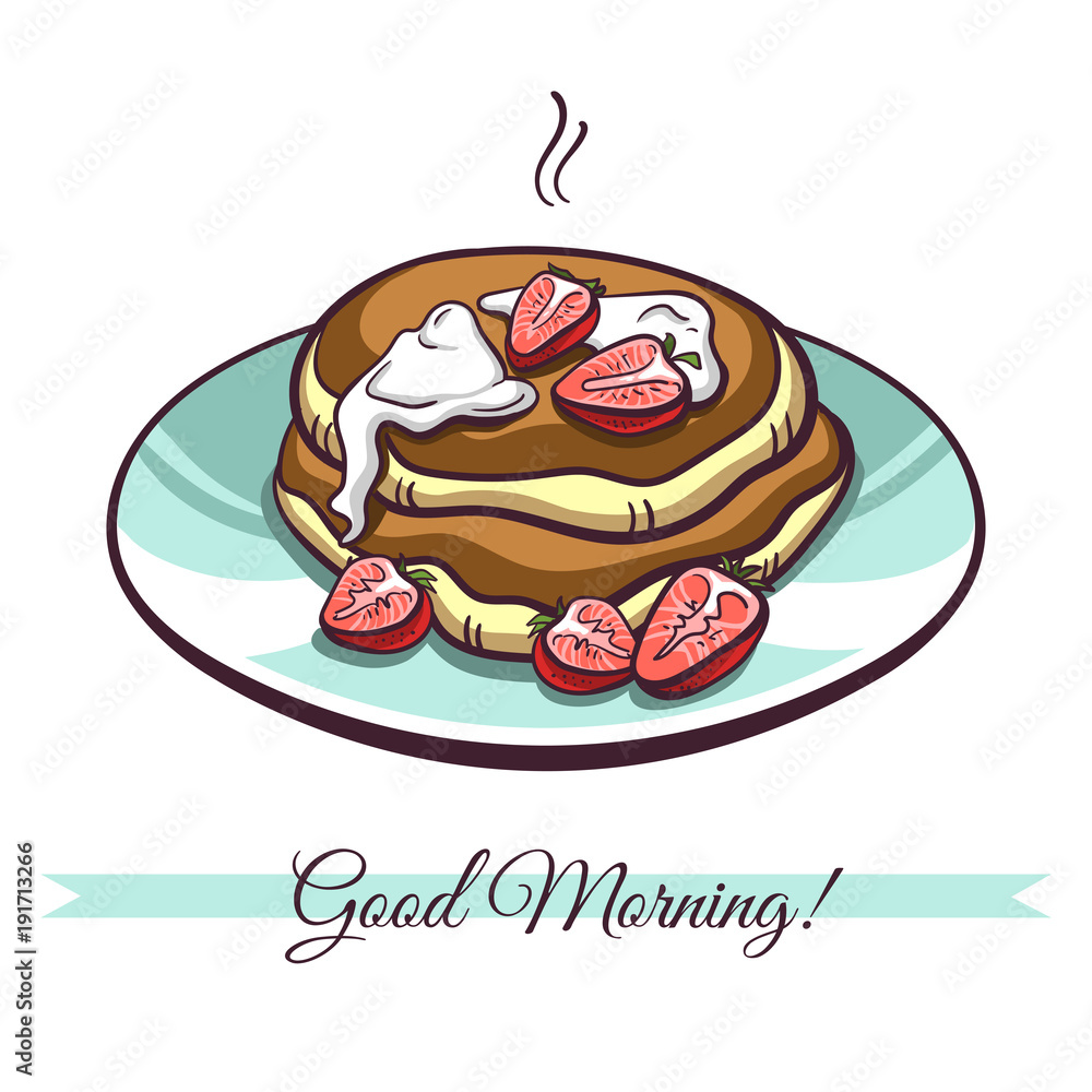 Pancakes With Strawberry And Cream Pancakes With Strawberry And Cream