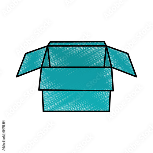 open cardboard box packaging storage vector illustration color drawing design