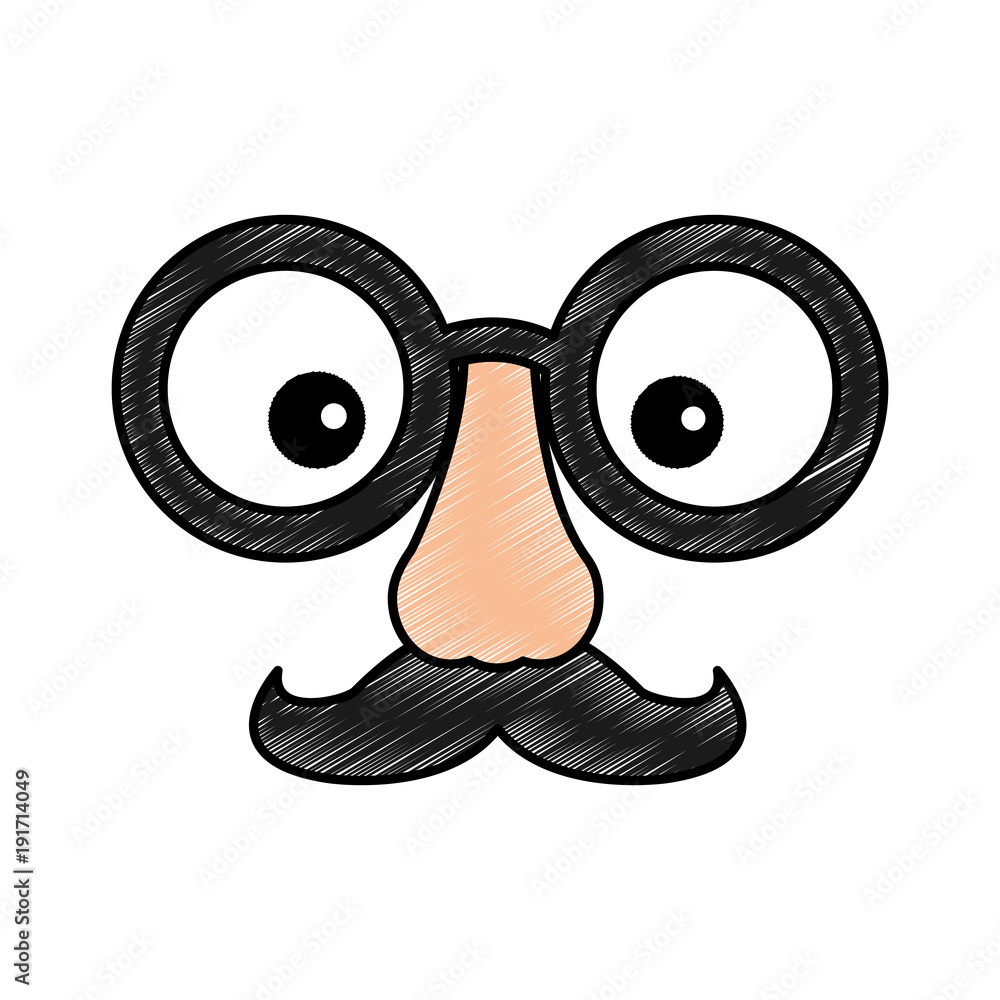 funny fake mask made of glasses mustache and nose vector illustration color  drawing design Stock Vector | Adobe Stock