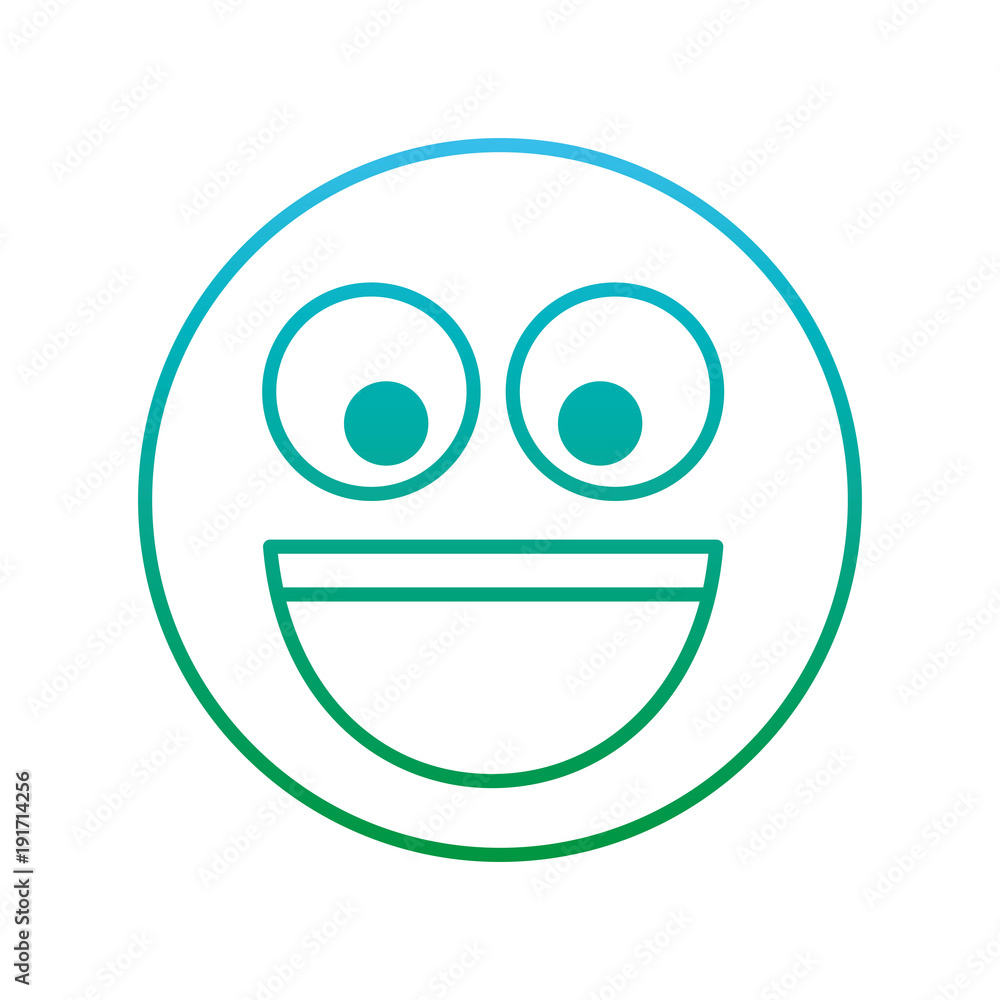 Fototapeta premium smile emoticon laughing happy icon vector illustration blue and green degrade line