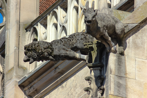 historical city schwaebisch gmuend catholic church details ornaments and roof photo