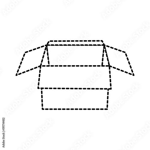 open cardboard box packaging storage vector illustration dotted line design
