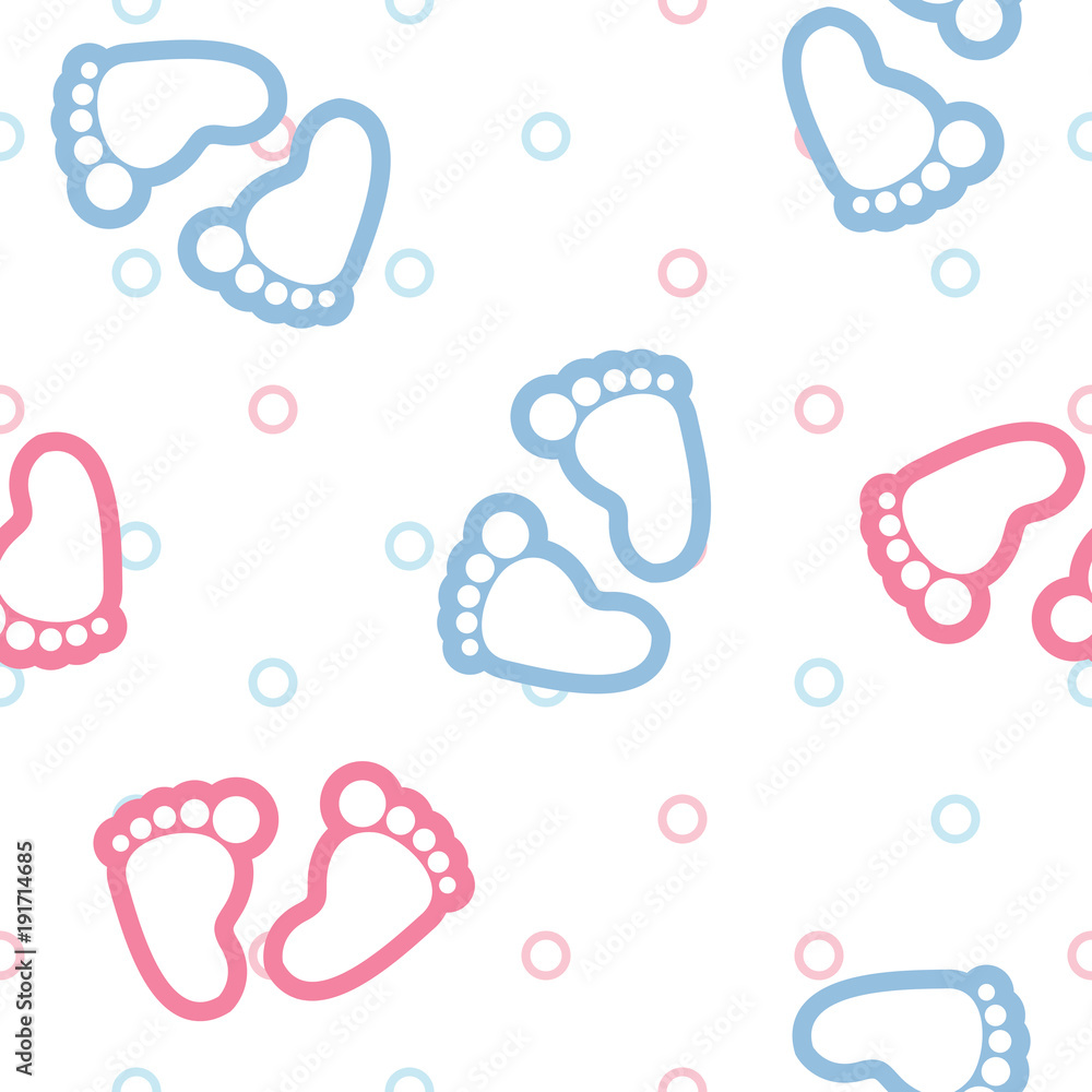 Fototapeta premium vector seamless background pattern baby footprints