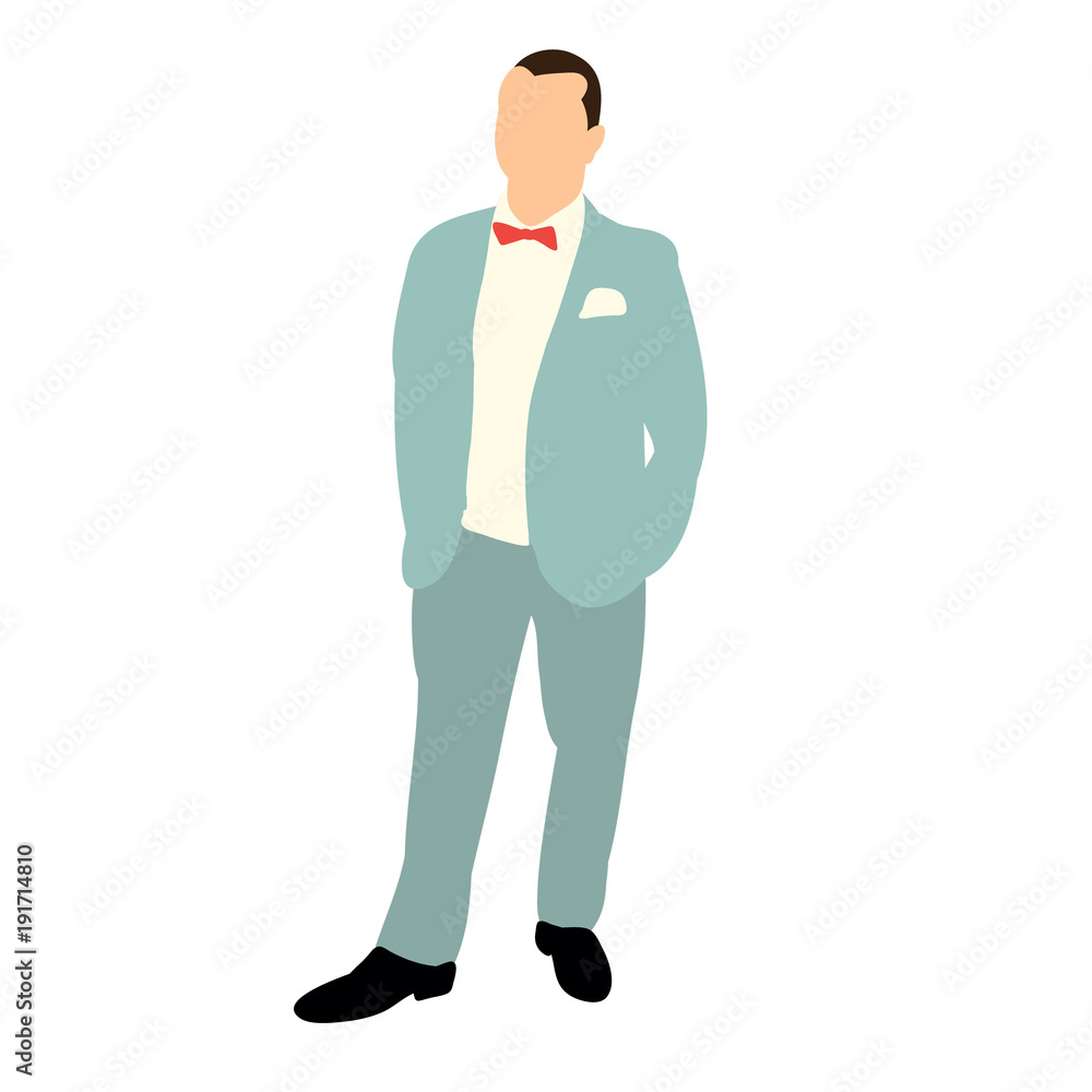 business man stands, flat style business man stands, flat style