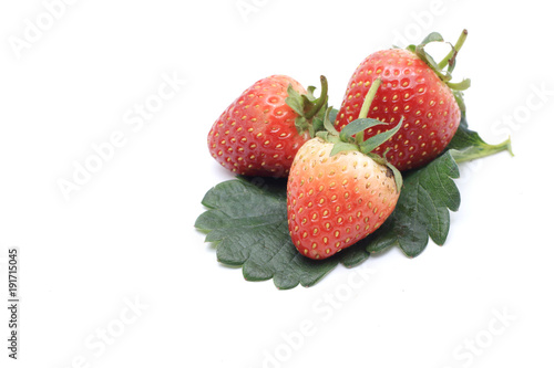 Fresh strawberry on white backgrounds.