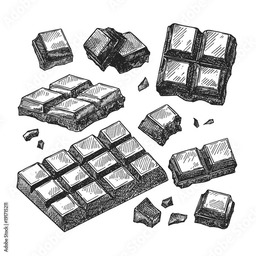 Hand drawn vector sketch of chocolate isolated on a white