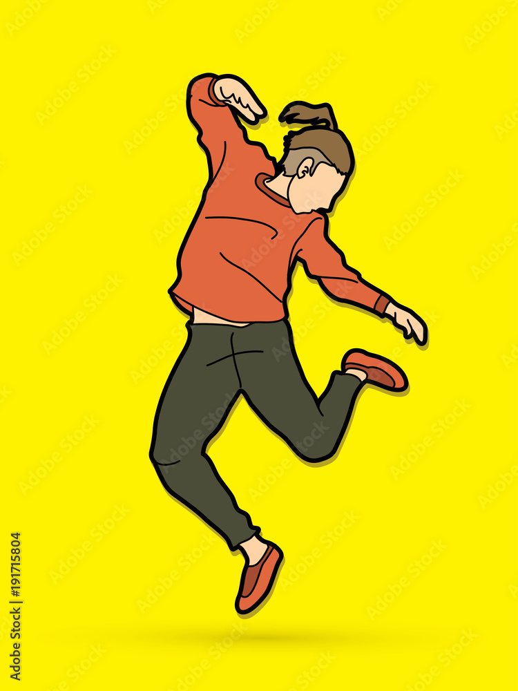 Fototapeta premium A man dancing, Action graphic vector