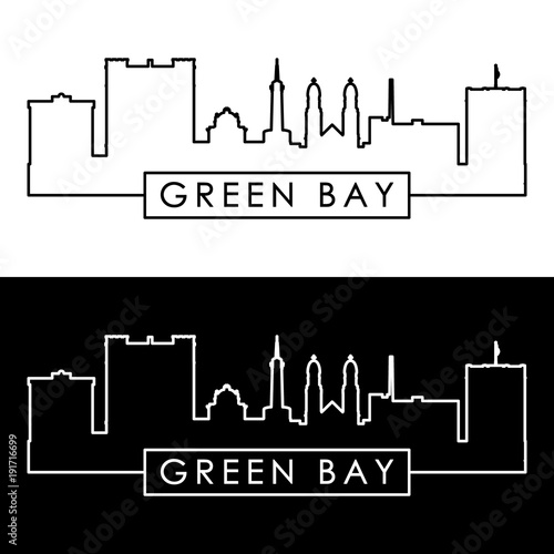 Green Bay skyline. Linear style. Editable vector file.