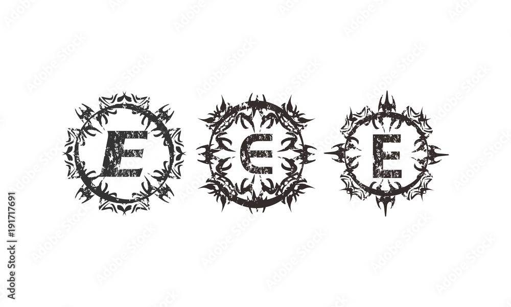 Rough Letter E Template Set