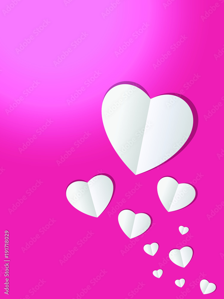 Happy Valentine'Day, Hearts paper cut Background